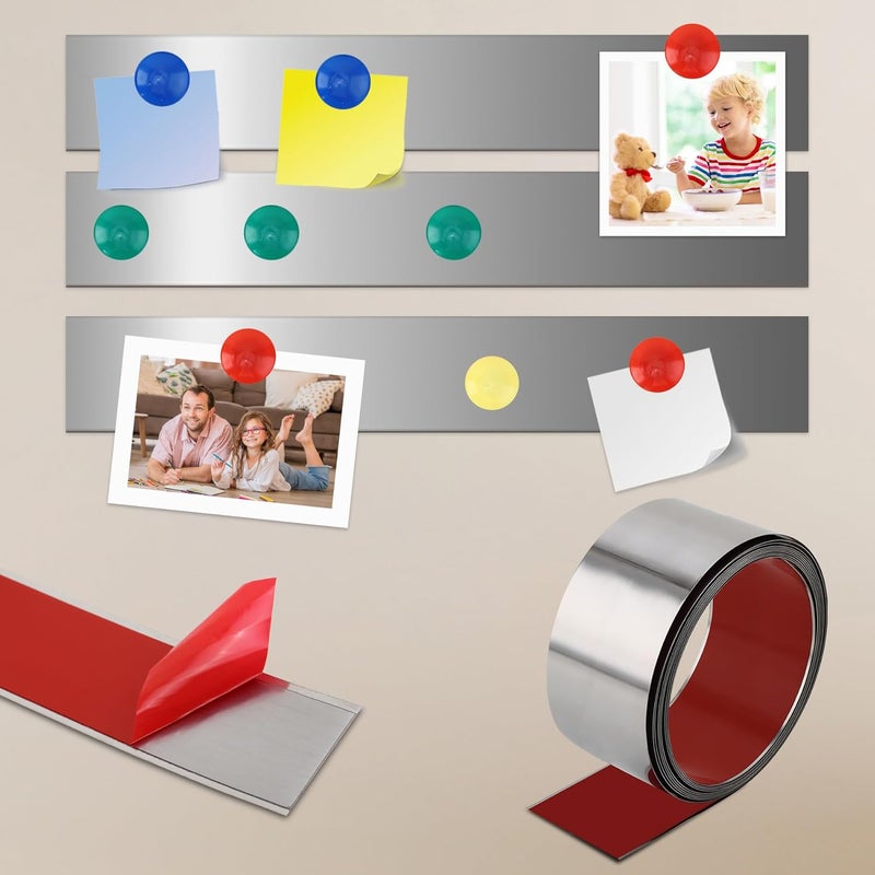 Soengsau 118" x 3.15" Flexible Self Adhesive Metal Strip for Magnets, Peel and Stick Ferrous Memo Tape for Bulletin Boards, Workshop, Office and School Use - Image 1